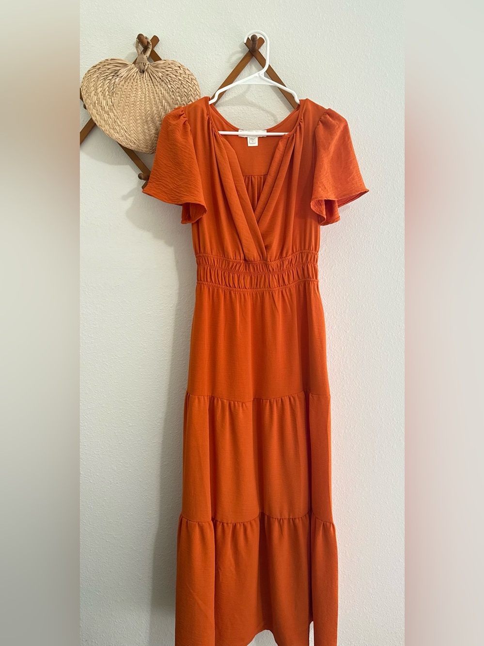 Monteau Rust Orange Tiered Maxi Dress